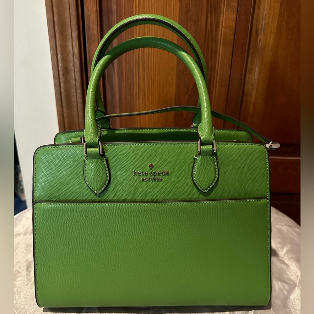 NWT Kate Spade Madison Saffiano leather medium satchel, turtle green